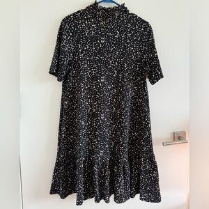 Zara mock neck dress with pattern and ruffle